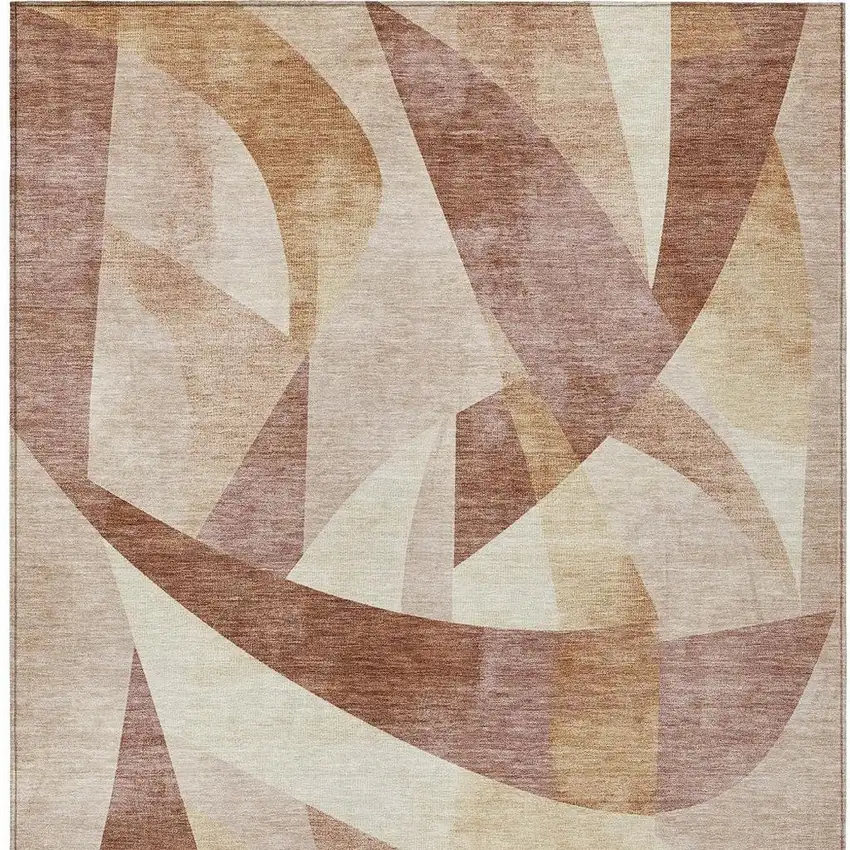 Rust And Ivory Abstract Washable Indoor Outdoor Area Rug Photo 3