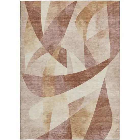 Rust And Ivory Abstract Washable Indoor Outdoor Area Rug Photo 4