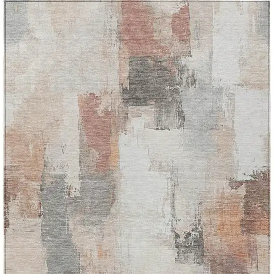 Rust And Ivory Abstract Washable Indoor Outdoor Area Rug Photo 6