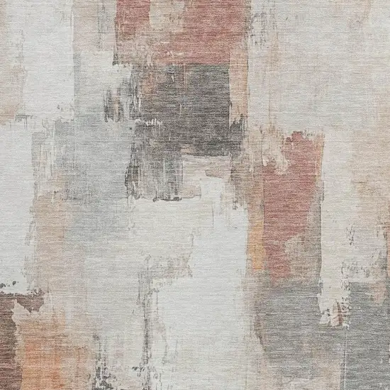 Rust And Ivory Abstract Washable Indoor Outdoor Area Rug Photo 3