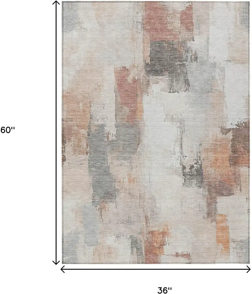 Rust And Ivory Abstract Washable Indoor Outdoor Area Rug Photo 9