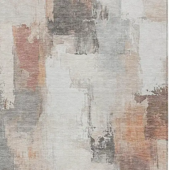 Rust And Ivory Abstract Washable Indoor Outdoor Area Rug Photo 6