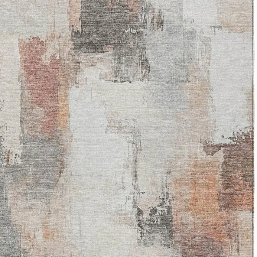 Rust And Ivory Abstract Washable Indoor Outdoor Area Rug Photo 6
