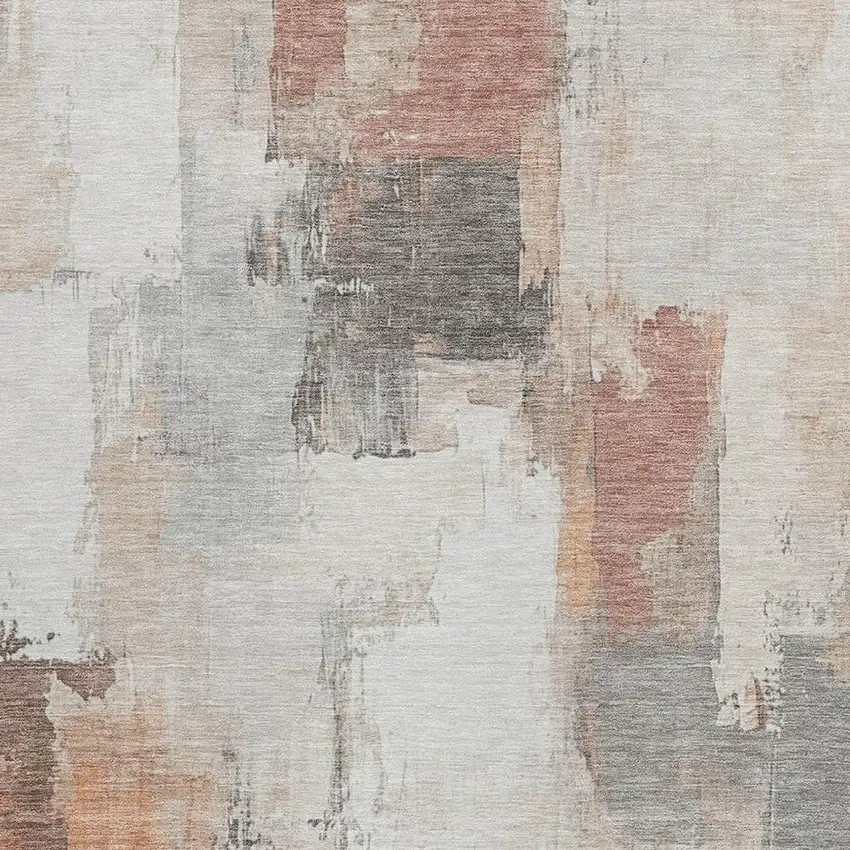 Rust And Ivory Abstract Washable Indoor Outdoor Area Rug Photo 3