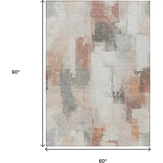 Rust And Ivory Abstract Washable Indoor Outdoor Area Rug Photo 9