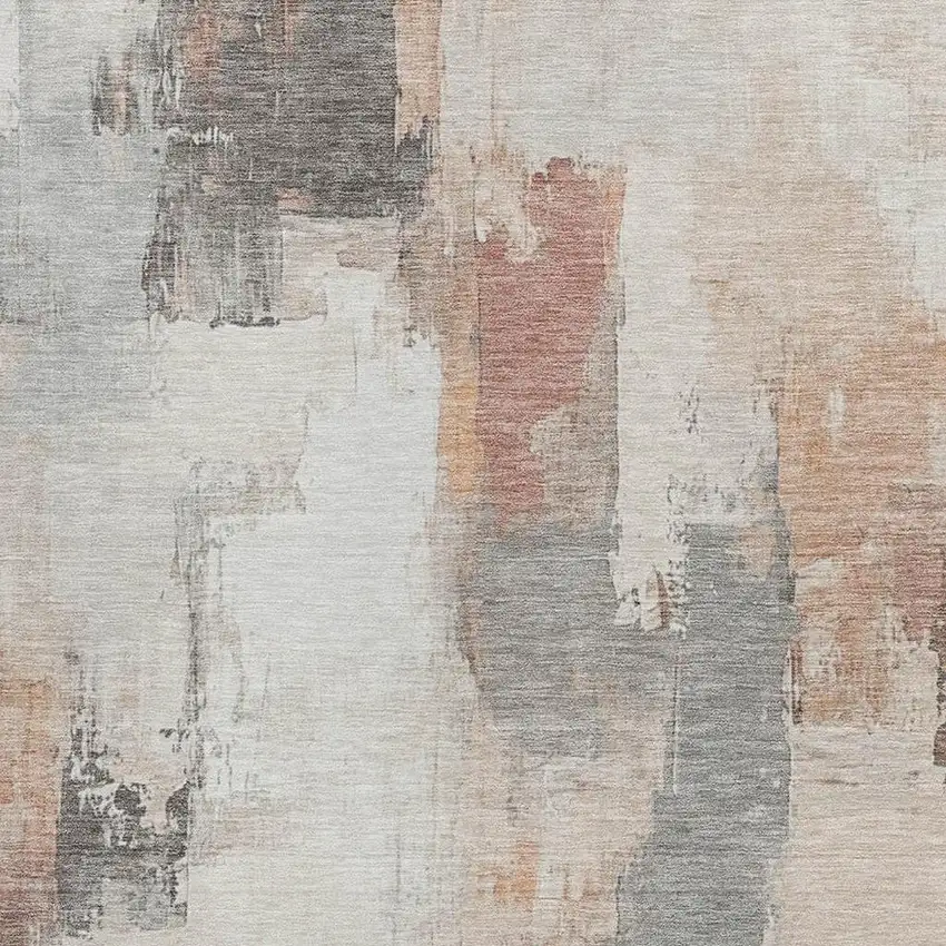 Rust And Ivory Abstract Washable Indoor Outdoor Area Rug Photo 3