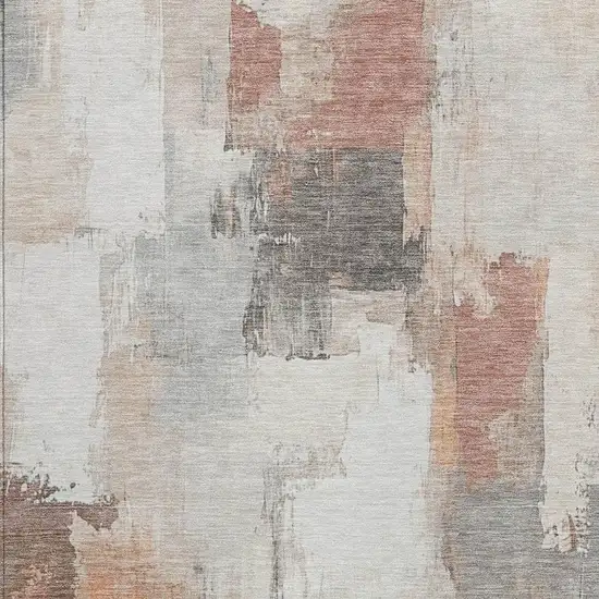 Rust And Ivory Abstract Washable Indoor Outdoor Area Rug Photo 3