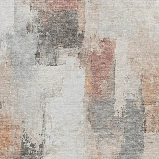 Rust And Ivory Abstract Washable Indoor Outdoor Area Rug Photo 3