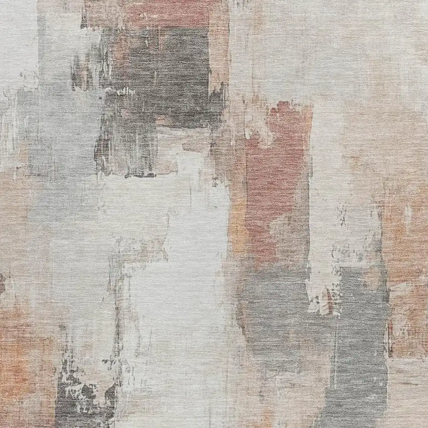 Rust And Ivory Abstract Washable Indoor Outdoor Area Rug Photo 3