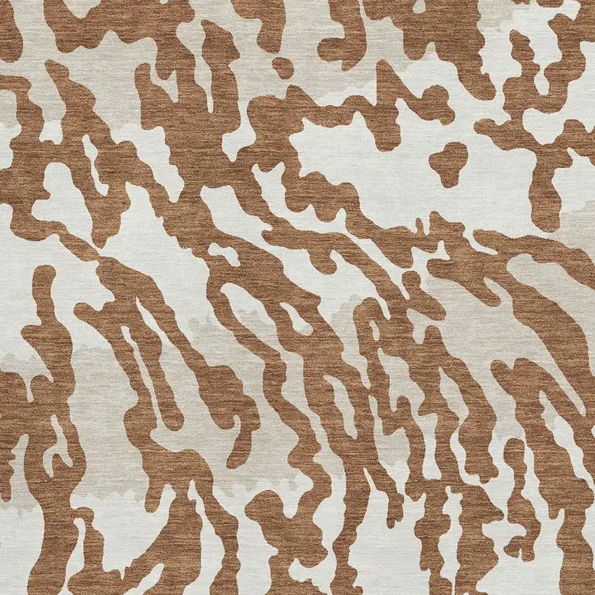 Rust And Ivory Animal Print Washable Area Rug With UV Protection Photo 3