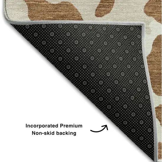 Rust And Ivory Animal Print Washable Area Rug With UV Protection Photo 7