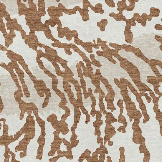 Rust And Ivory Animal Print Washable Area Rug With UV Protection Photo 3