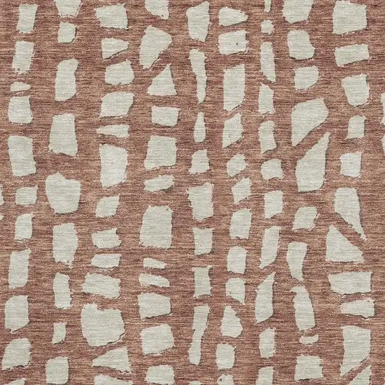 Rust And Ivory Cobblestone Washable Area Rug With UV Protection Photo 3