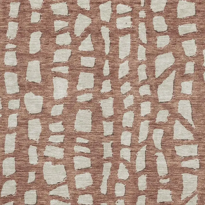 Rust And Ivory Cobblestone Washable Area Rug With UV Protection Photo 3