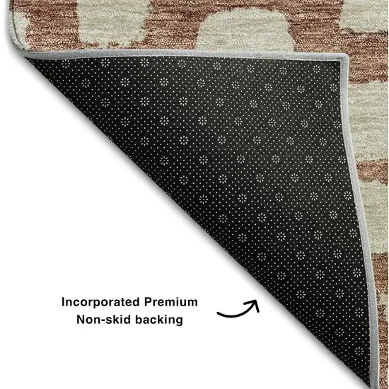 Rust And Ivory Cobblestone Washable Area Rug With UV Protection Photo 7