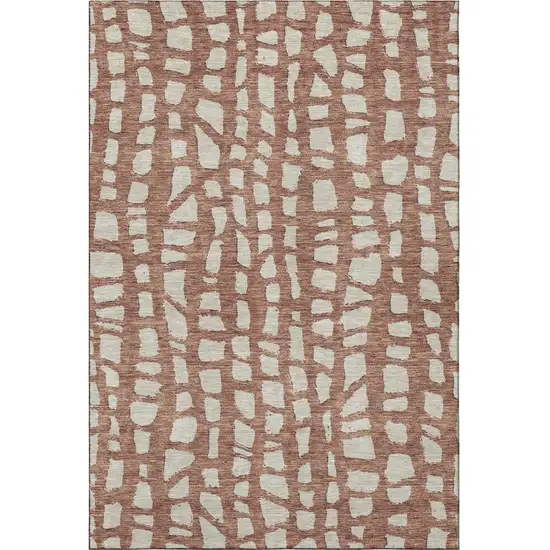 Rust And Ivory Cobblestone Washable Area Rug With UV Protection Photo 4