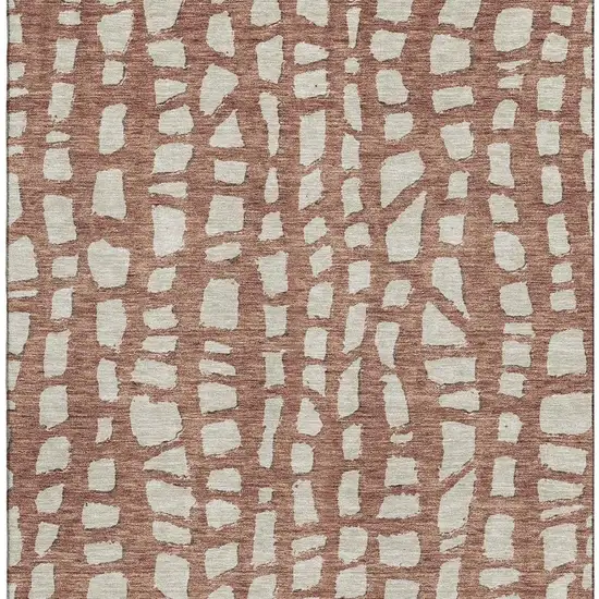 Rust And Ivory Cobblestone Washable Area Rug With UV Protection Photo 3