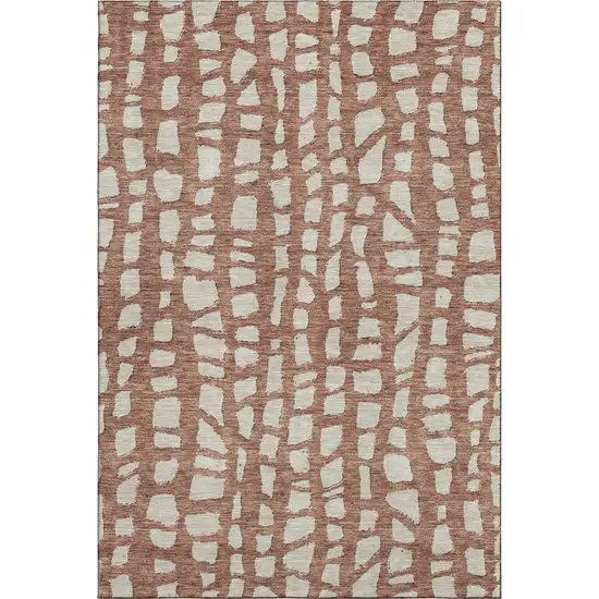 Rust And Ivory Cobblestone Washable Area Rug With UV Protection Photo 1