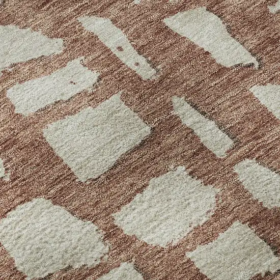 Rust And Ivory Cobblestone Washable Area Rug With UV Protection Photo 9