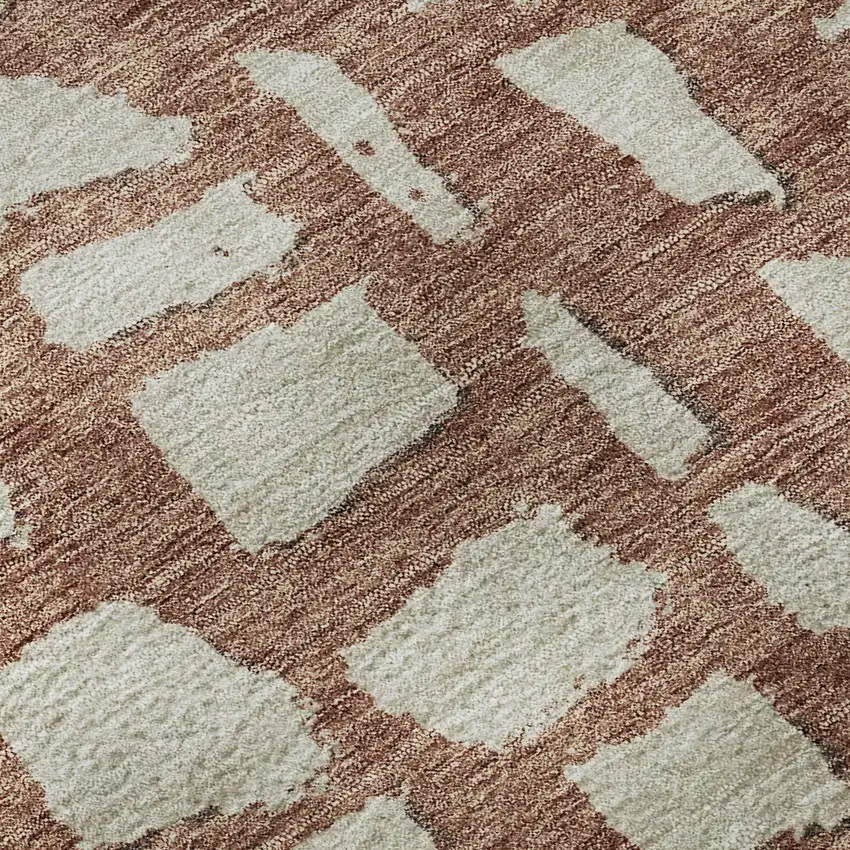 Rust And Ivory Cobblestone Washable Area Rug With UV Protection Photo 9