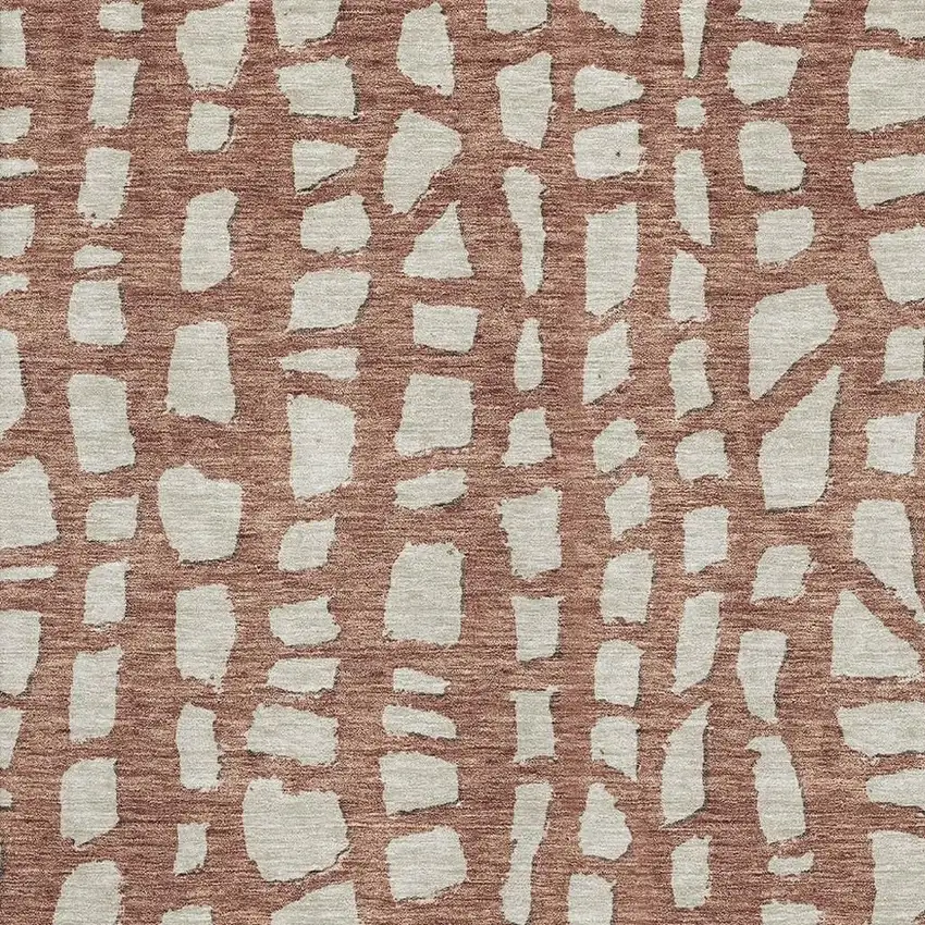 Rust And Ivory Cobblestone Washable Area Rug With UV Protection Photo 3