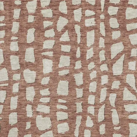 Rust And Ivory Cobblestone Washable Area Rug With UV Protection Photo 3