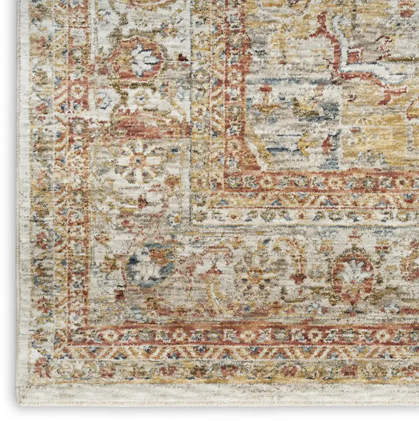 Rust And Ivory Floral Distressed Area Rug Photo 8