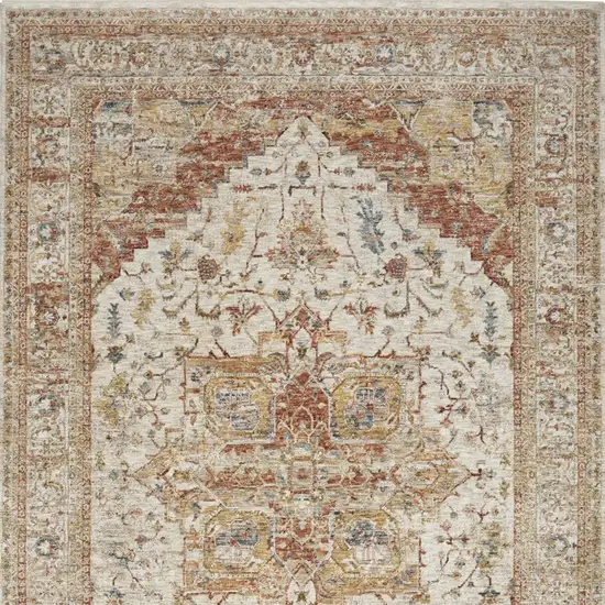 Rust And Ivory Floral Distressed Area Rug Photo 6