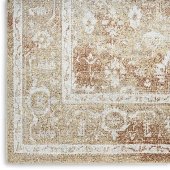 Rust And Ivory Floral Distressed Area Rug Photo 8