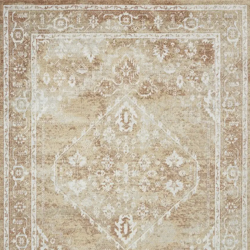 Rust And Ivory Floral Distressed Area Rug Photo 8