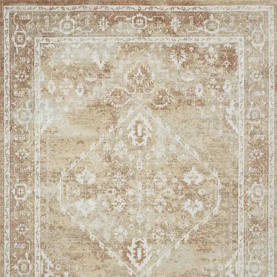Rust And Ivory Floral Distressed Area Rug Photo 8
