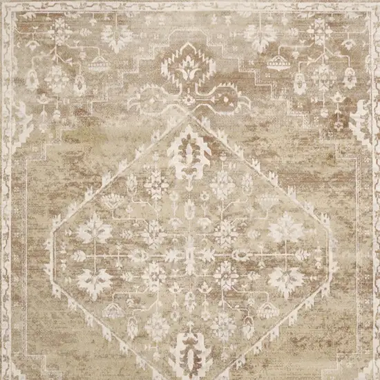 Rust And Ivory Floral Distressed Area Rug Photo 7