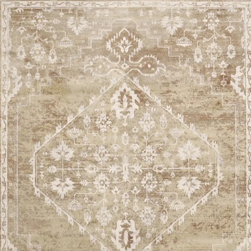 Rust And Ivory Floral Distressed Area Rug Photo 7