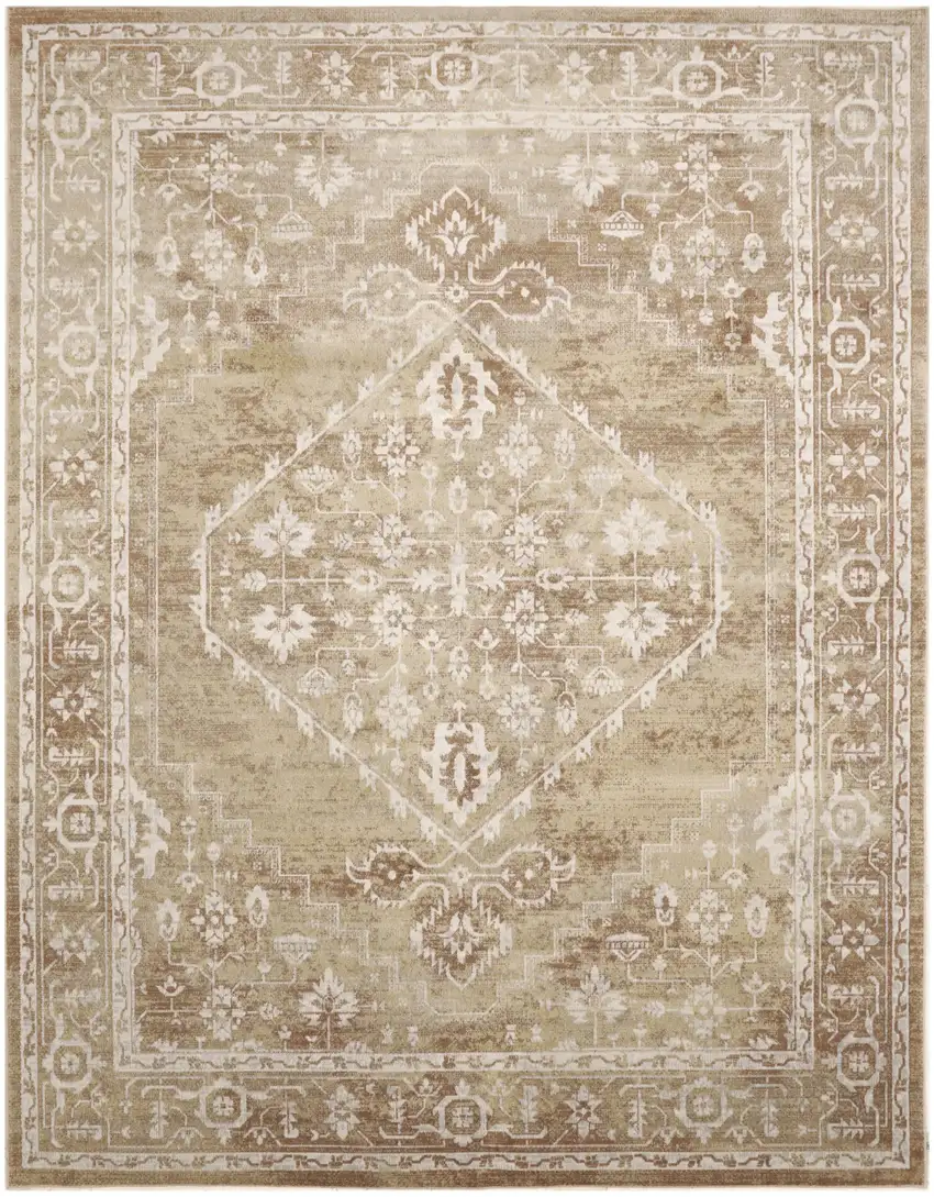 Rust And Ivory Floral Distressed Area Rug Photo 6