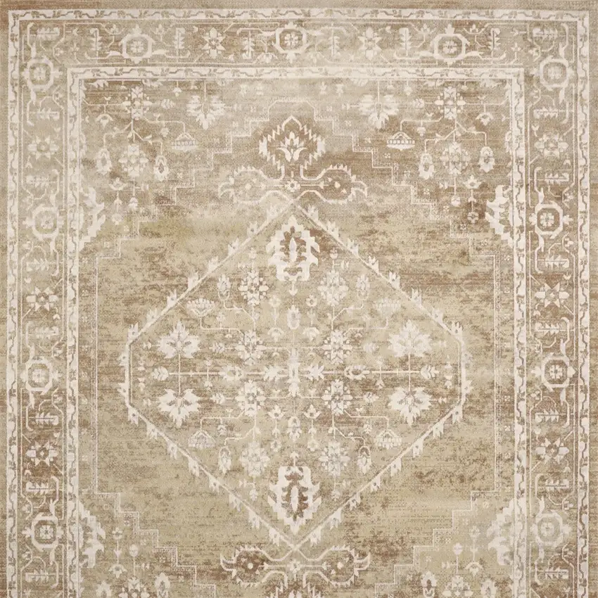 Rust And Ivory Floral Distressed Area Rug Photo 8