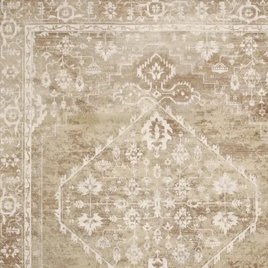 Rust And Ivory Floral Distressed Area Rug Photo 6