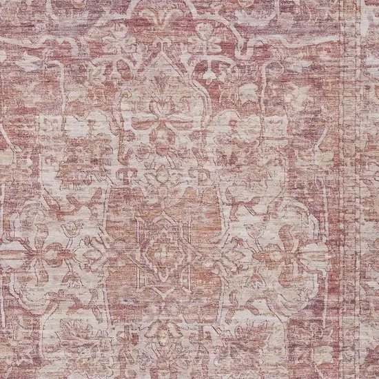 Rust And Ivory Floral Medallion Washable Indoor Outdoor Area Rug Photo 3