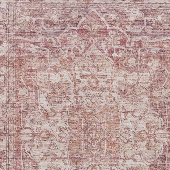 Rust And Ivory Floral Medallion Washable Indoor Outdoor Area Rug Photo 7