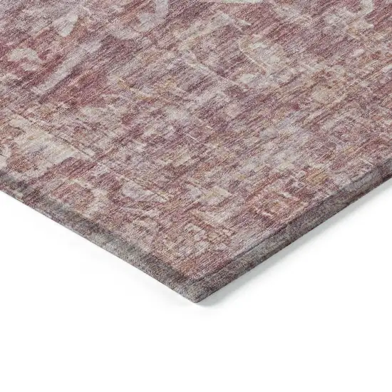 Rust And Ivory Floral Medallion Washable Indoor Outdoor Area Rug Photo 6
