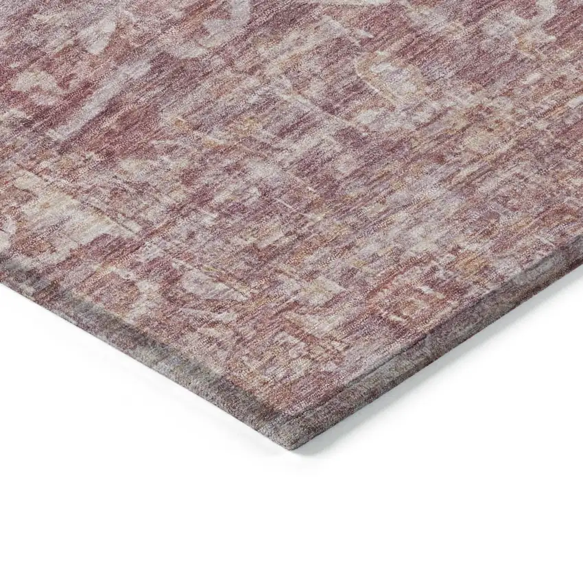 Rust And Ivory Floral Medallion Washable Indoor Outdoor Area Rug Photo 6