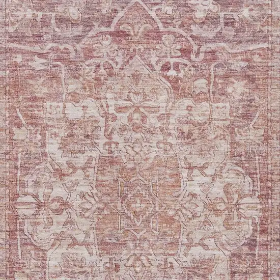 Rust And Ivory Floral Medallion Washable Indoor Outdoor Area Rug Photo 3