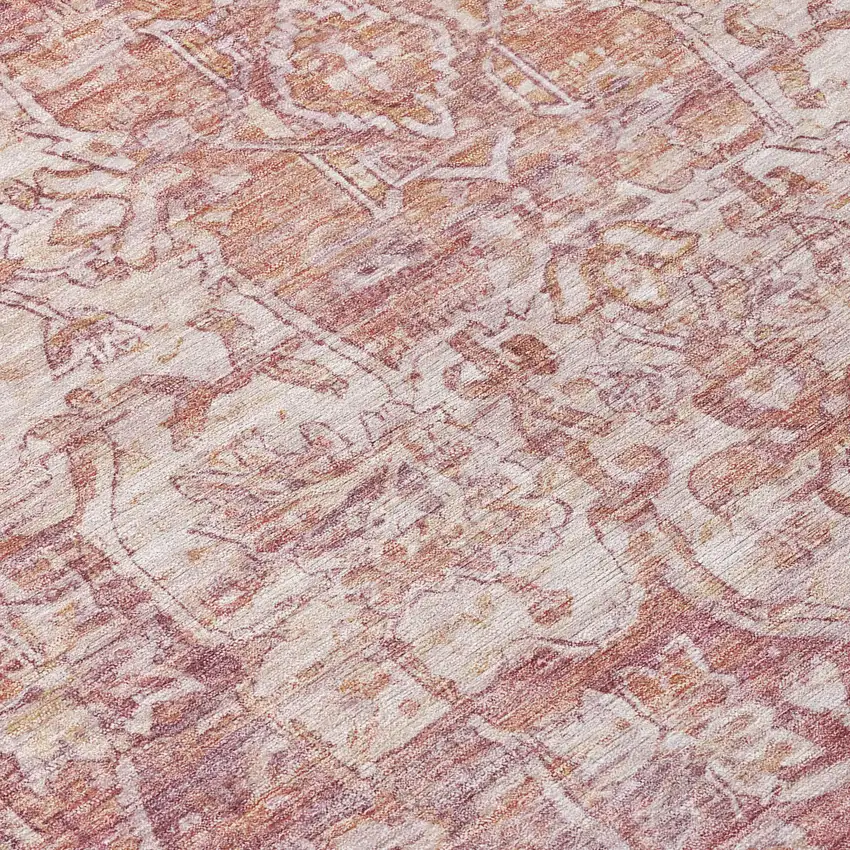 Rust And Ivory Floral Medallion Washable Indoor Outdoor Area Rug Photo 9
