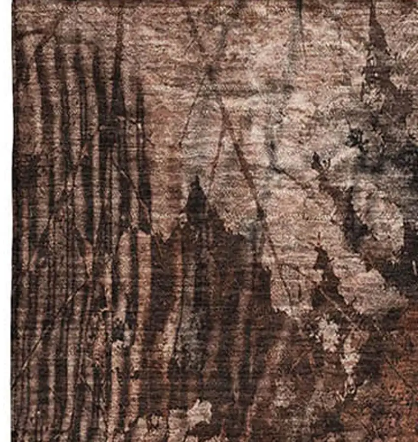 Rust And Ivory Floral Washable Area Rug With UV Protection Photo 4