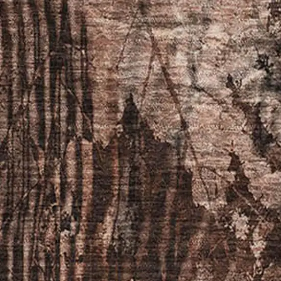 Rust And Ivory Floral Washable Area Rug With UV Protection Photo 3