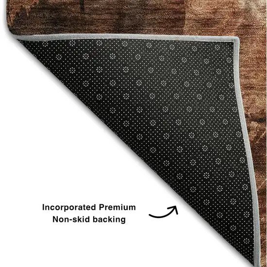 Rust And Ivory Floral Washable Area Rug With UV Protection Photo 8