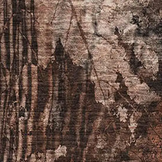 Rust And Ivory Floral Washable Area Rug With UV Protection Photo 3