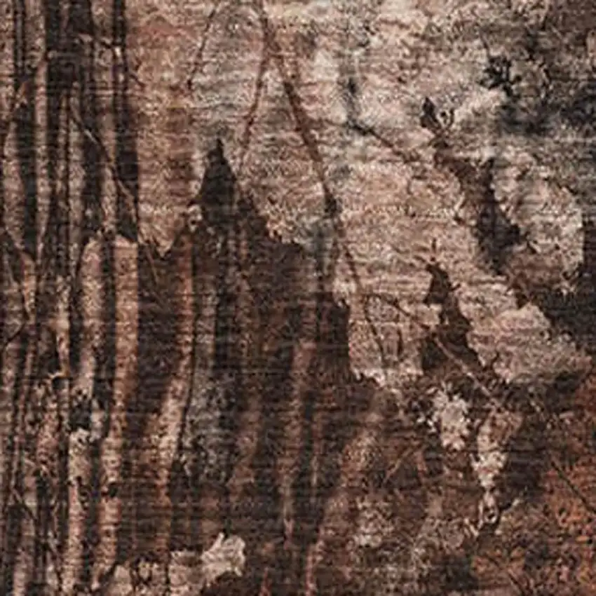 Rust And Ivory Floral Washable Area Rug With UV Protection Photo 3