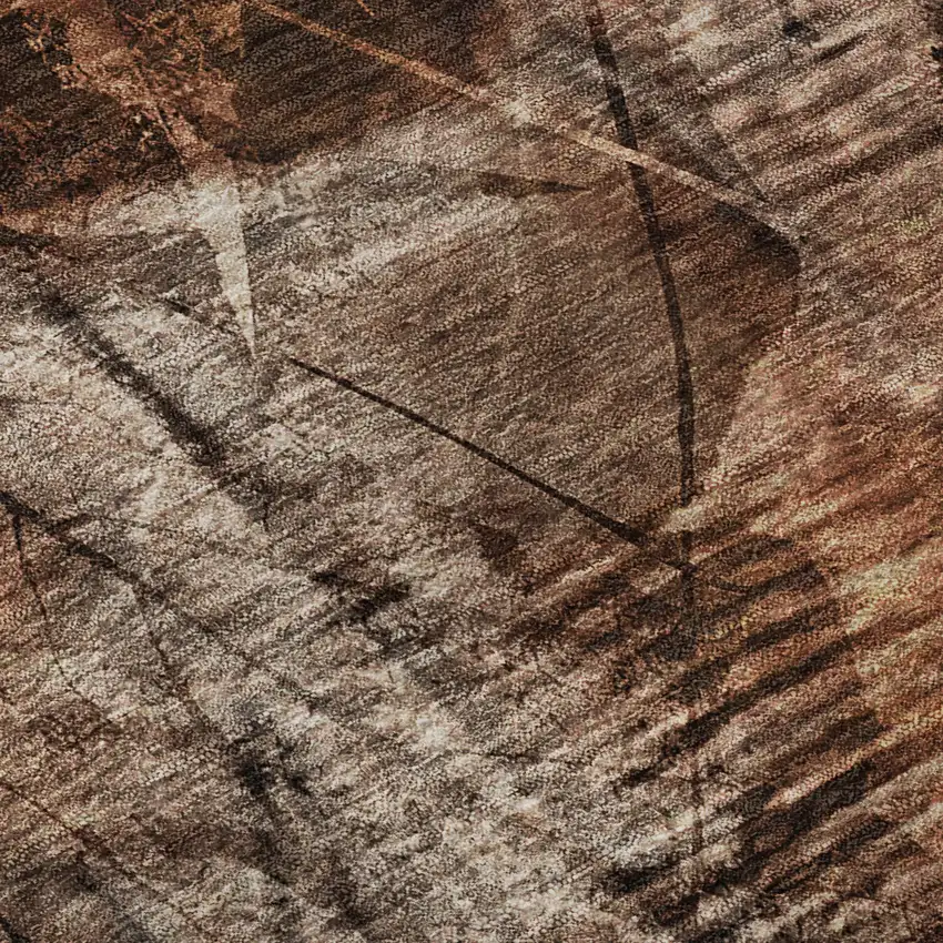 Rust And Ivory Floral Washable Area Rug With UV Protection Photo 9