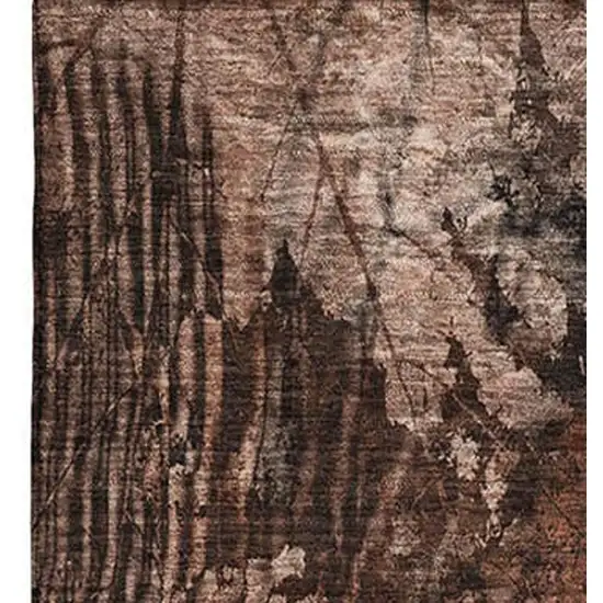 Rust And Ivory Floral Washable Area Rug With UV Protection Photo 4