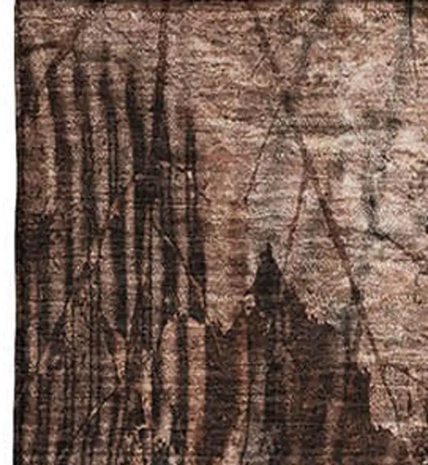 Rust And Ivory Floral Washable Area Rug With UV Protection Photo 3